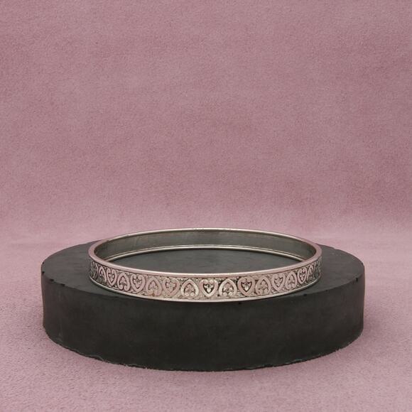 coro sterling silver vintage 7mm heart scroll stack bangle bracelet size 7.75in - Picture 1 of 3